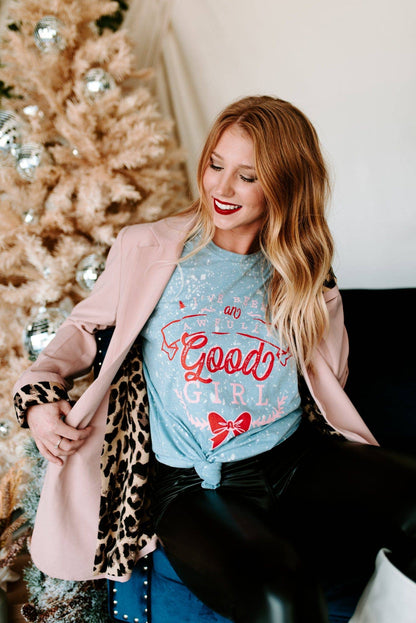 Awfully Good Girl Bleached Christmas Tee