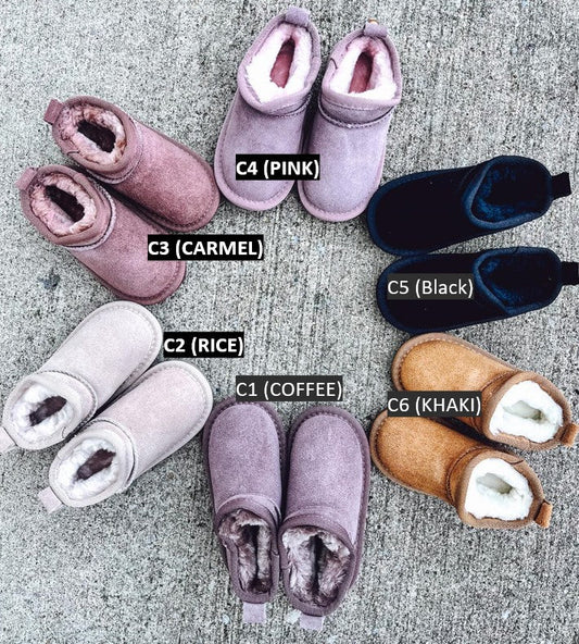 PREORDER: KIDS Faux Fur and Suede Mini Shortie Boots 12.18.23