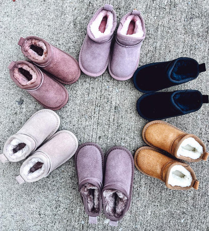 PREORDER: KIDS Faux Fur and Suede Mini Shortie Boots 12.18.23