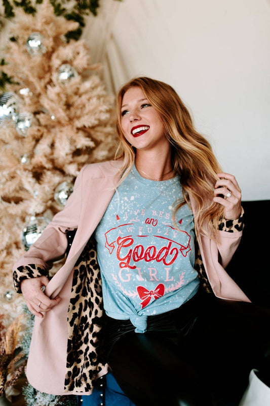 Awfully Good Girl Bleached Christmas Tee