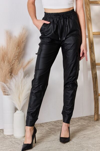 Faux Leather Cargo Pants