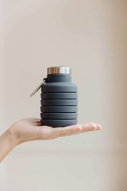 Collapsing Silicone Water Bottle in Black