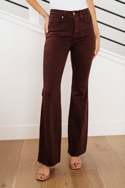 Sienna High Rise Control Top Flare Jeans in Espresso