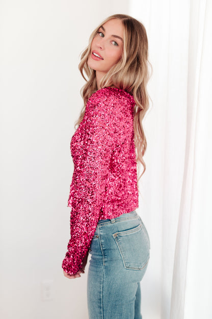 You Found Me Sequin Top in Fuchsia