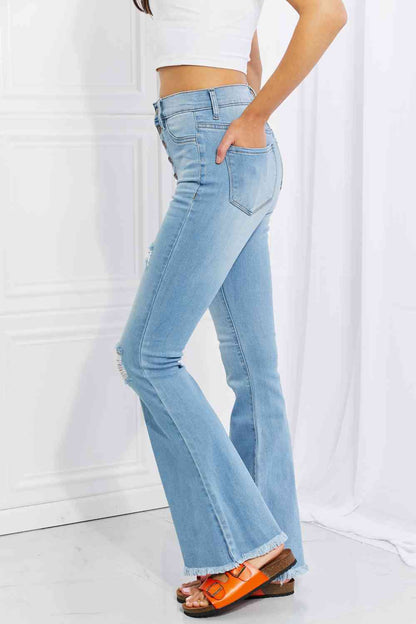 Vibrant MIU Jess Button Flare Jeans